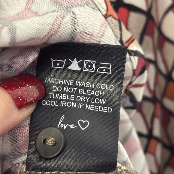 Nic+Zoe Womens Geometric Print Button-Up Shirt S Long Sleeve Cotton/Polyester Mu - Picture 10 of 11